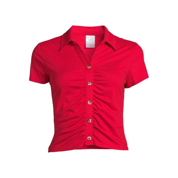 Tops - Button Front Top brilliant red nwt